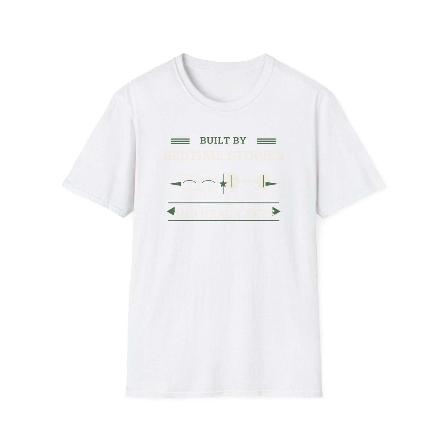 Built by Bedtime Stories and Heavy Sets Fit Dad T-Shirt | Funny Gym Dad Shirt, Workout Dad Gift, Fatherhood Fitness Tee