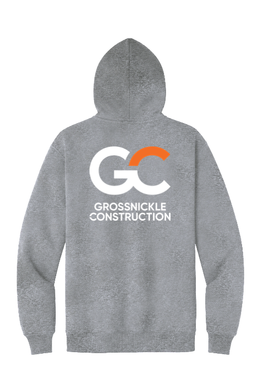 GC Port & Co Foundation Fleece Hoodie — Athletic Heather — back view