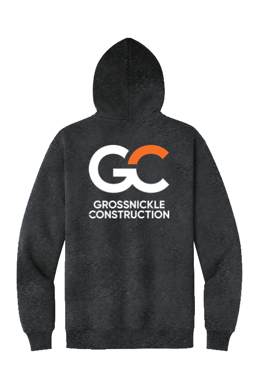 GC Port & Co Foundation Fleece Hoodie — Dark Heather Grey — back view