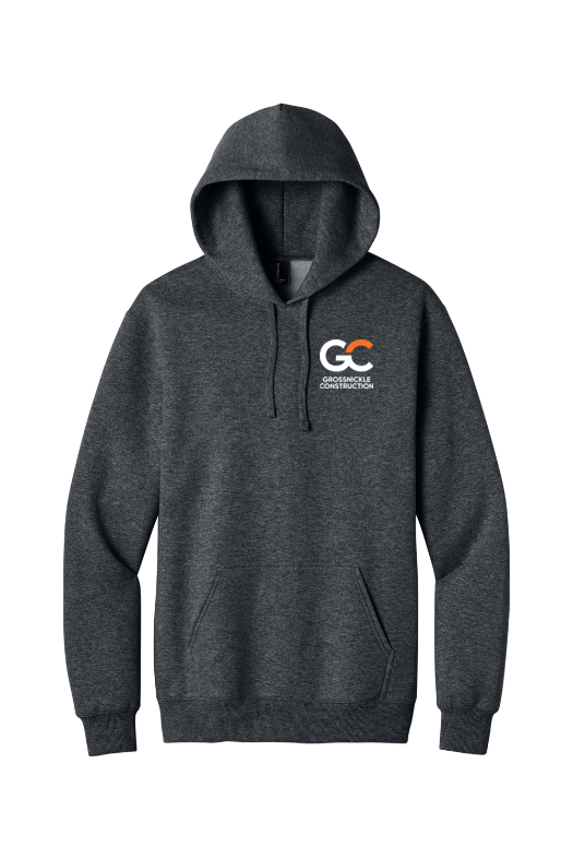 GC Port & Co Foundation Fleece Hoodie — Dark Heather Grey — front view