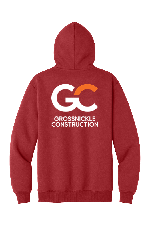 GC Port & Co Foundation Fleece Hoodie — Rich Red — back view