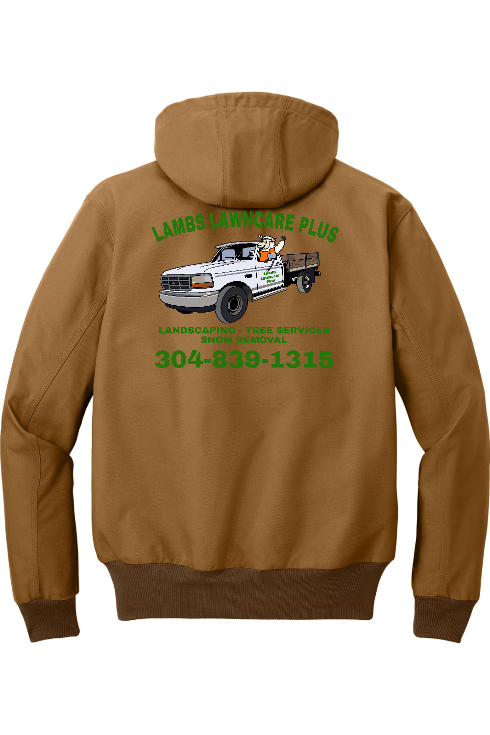 Lambs Lawncare Plus — Carhartt Brown — back — high-resolution mockup