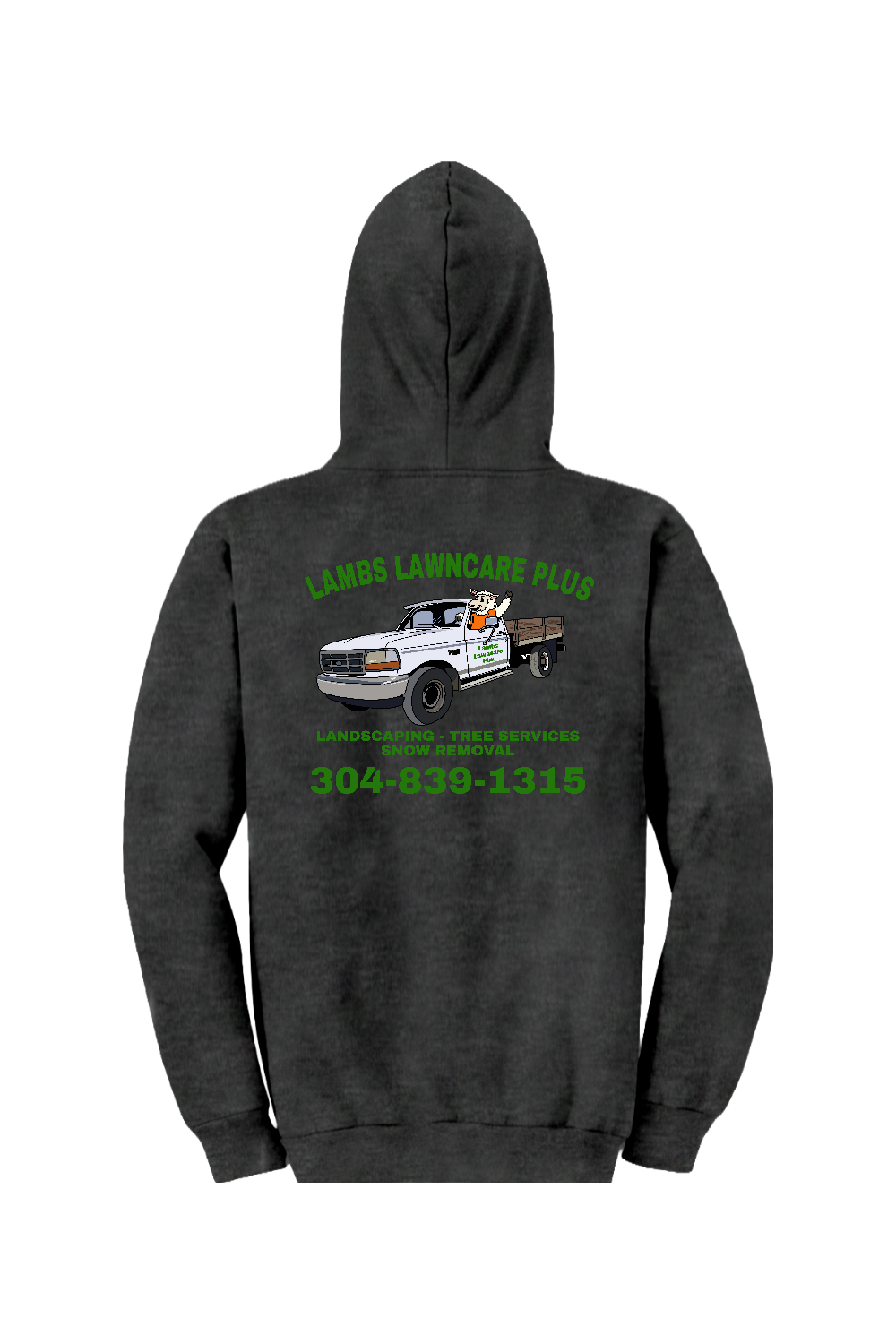 Lambs Lawncare Plus — Dark Heather — back — high-resolution mockup