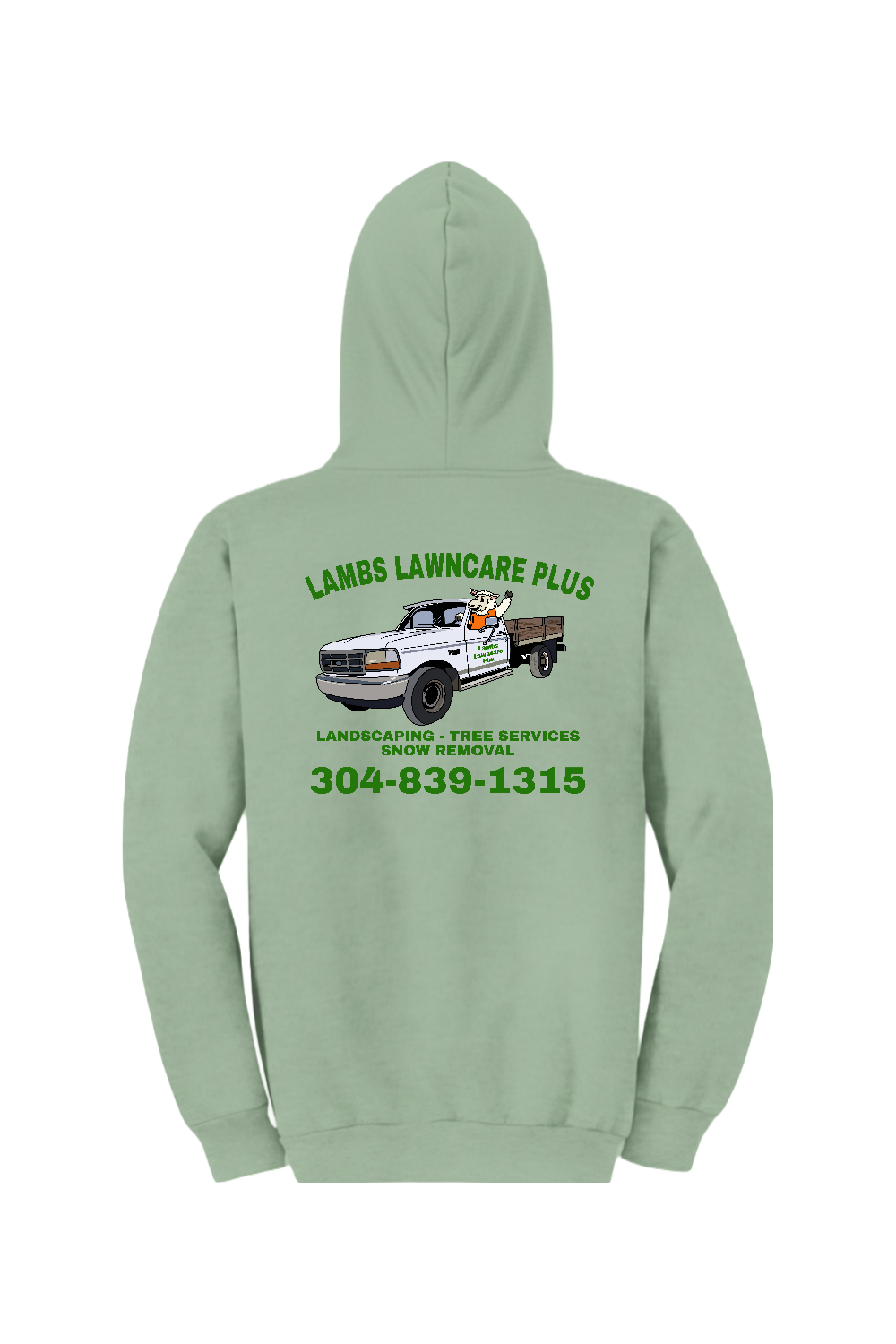 Lambs Lawncare Plus — Mint Green — back — high-resolution mockup