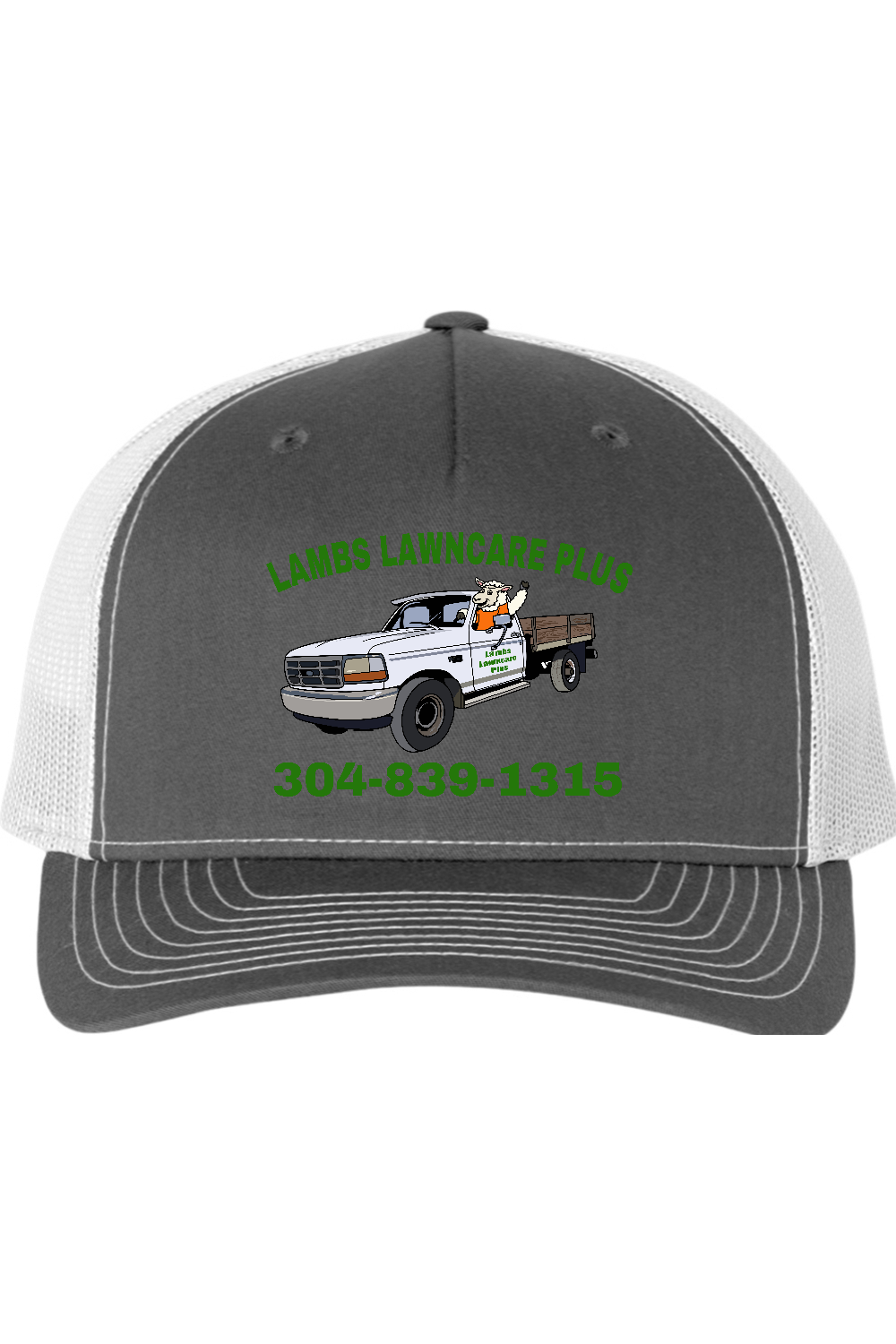 Lambs Lawncare Plus — Charcoal/ White — front — high-resolution mockup