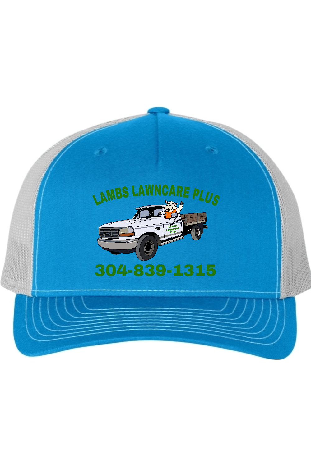 Lambs Lawncare Plus — Cobalt Blue/ Grey — front — high-resolution mockup