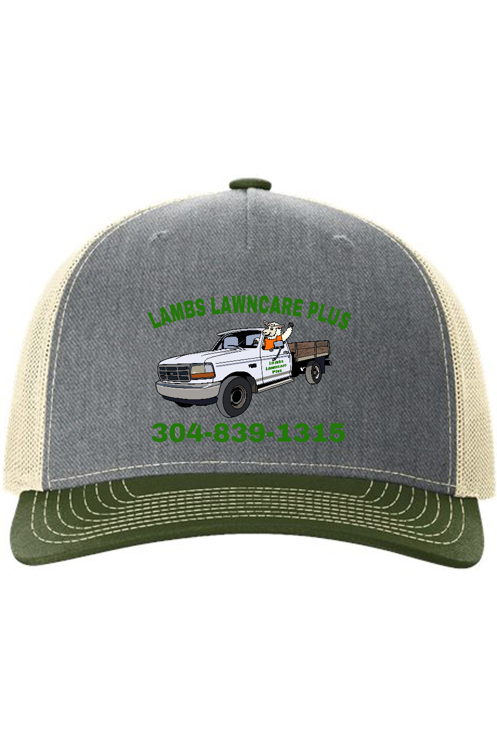 Lambs Lawncare Plus — Heather Grey/ Birch/ Army — front — high-resolution mockup