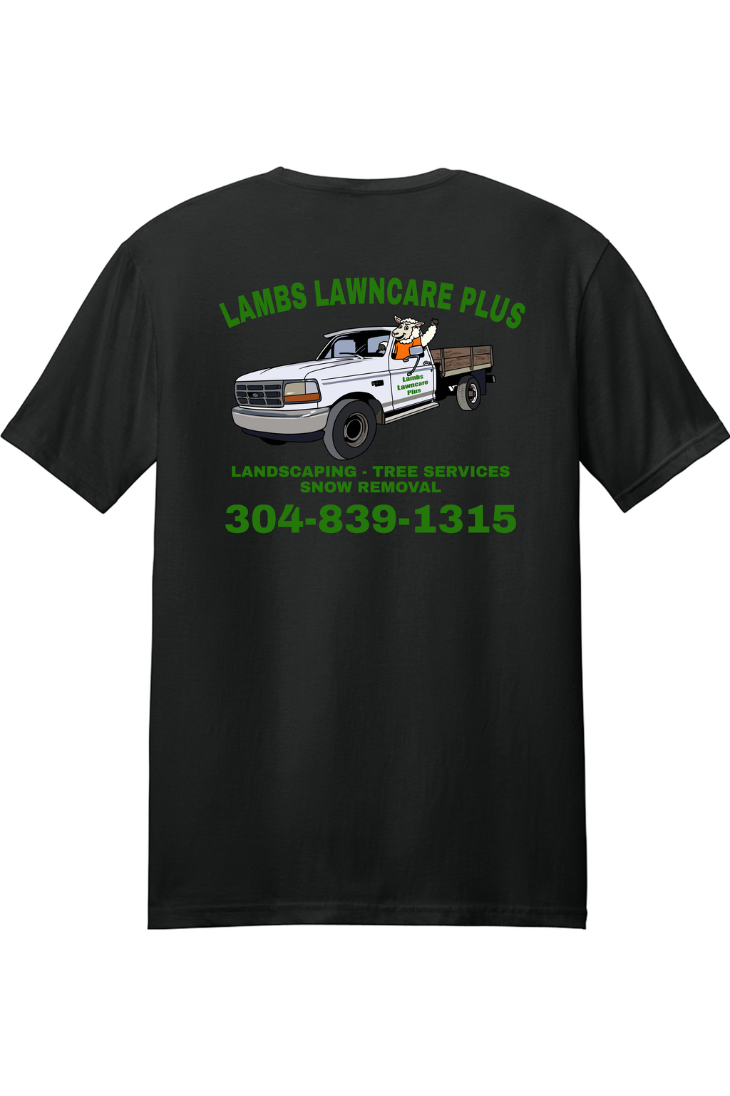 Lambs Lawncare Plus — Black — back — high-resolution mockup