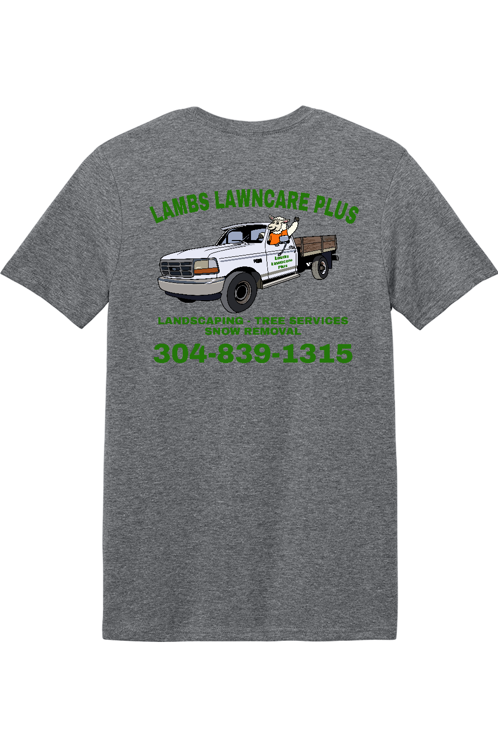 Lambs Lawncare Plus — Graphite Heather — back — high-resolution mockup