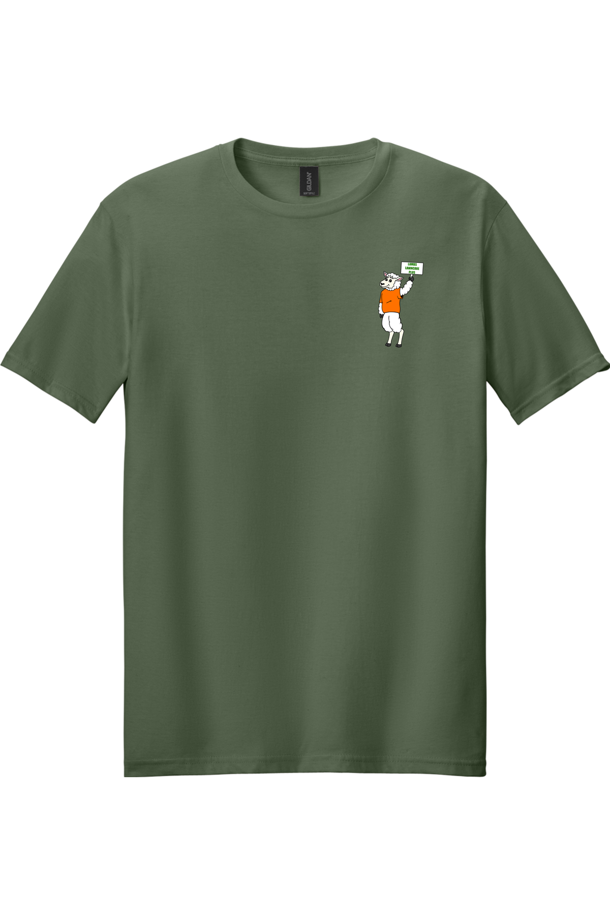 Lambs Lawncare Plus — Military Green — front — high-resolution mockup