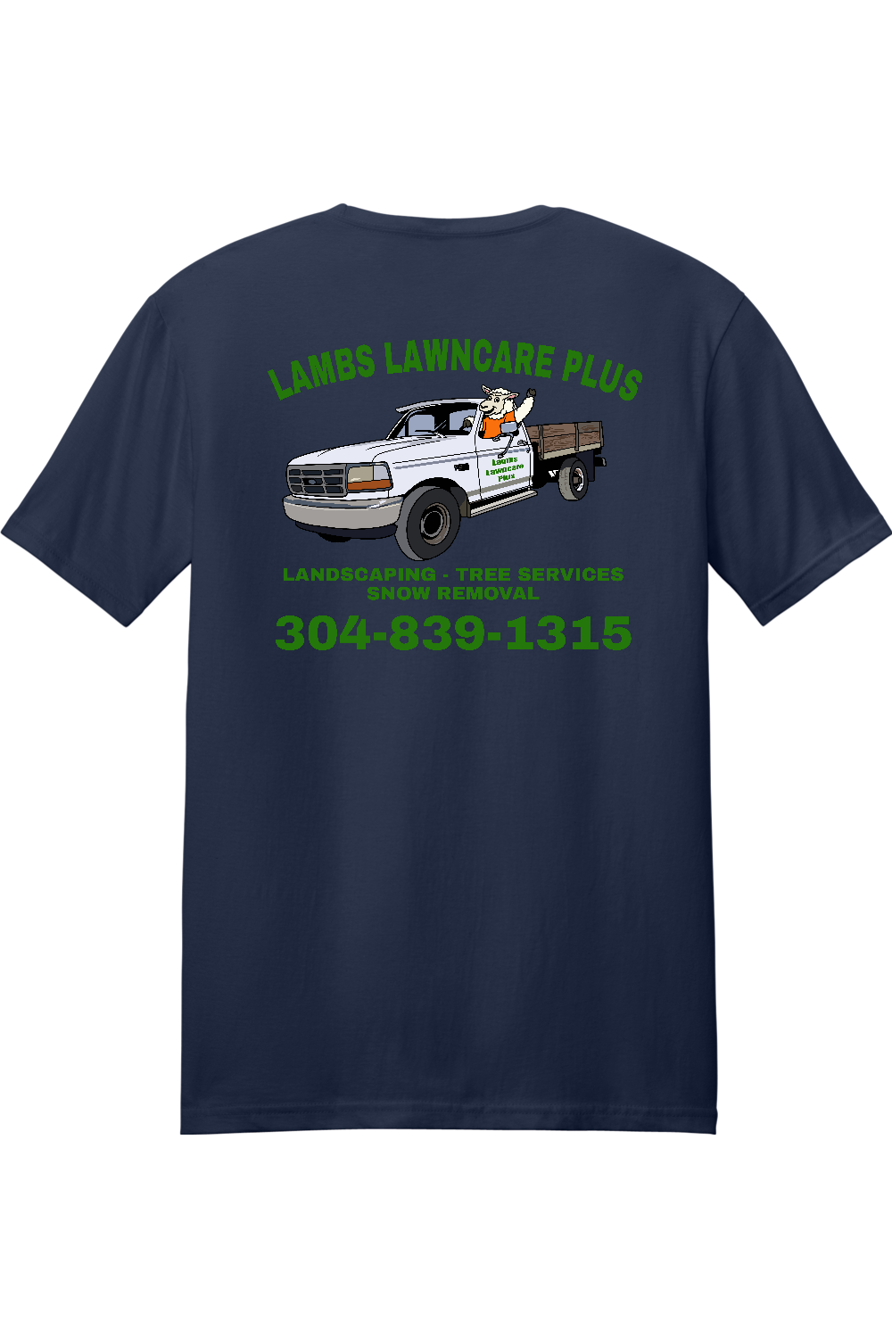 Lambs Lawncare Plus — Navy — back — high-resolution mockup