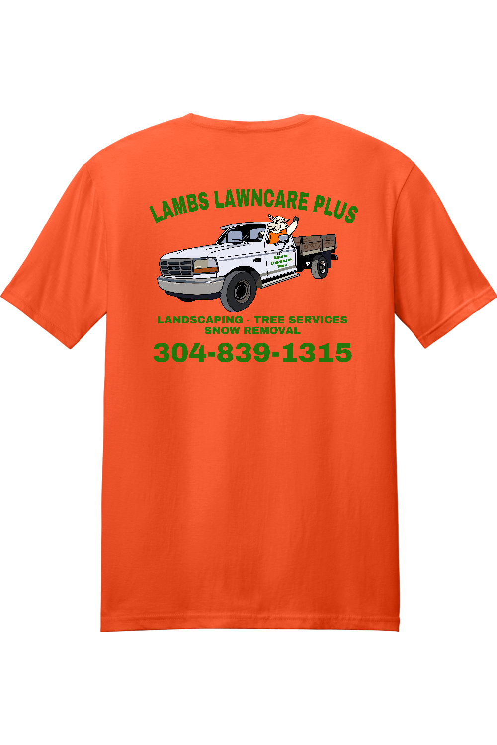 Lambs Lawncare Plus — Orange — back — high-resolution mockup